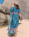 Printed Tie Neck Short Sleeve Dress