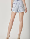 RISEN Raw Hem Distressed High Rise Denim Shorts