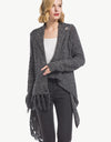 One-Button Tassel Tie Asymmetrical Hem Cardigan