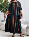 Plus Size Striped Maxi Dress with Pockets