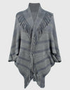 Fringe Detail Open Front Poncho