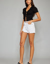 Kancan Full Size High Rise Frayed Hem Denim Shorts