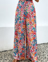 Floral Print Wide Leg Long Pants