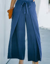 Paperbag Waist Tie Front Wide Leg Pants