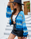 Argyle Button-Up Drop Shoulder Cardigan