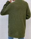 Open Front Rib-Knit Cardigan with Pockets