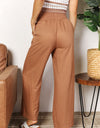 Double Take Drawstring Smocked Waist Wide Leg Pants