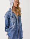 RISEN Zip Up Hooded Denim Shirt