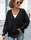 Button-Up Dropped Shoulder Cardigan