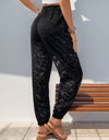 Pocketed Lace Elastic Waist Pants