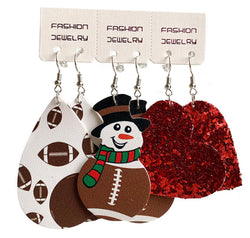 Snowman, Ball, and Heart Earrings Set