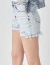 RISEN Raw Hem Distressed High Rise Denim Shorts