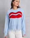 Lip Fringe Round Neck Sweater