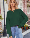 Round Neck Drop Shoulder Long Sleeve Sweater