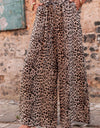 Leopard Drawstring Wide Leg Pants