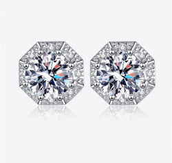 2 Carat Moissanite 925 Sterling Silver Stud Earrings