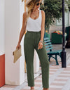 Drawstring Elastic Waist Pants with Pockets