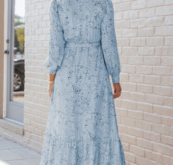 Printed Tie Front Ruffle Hem Dress