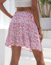 Printed Elastic Waist Mini Skirt