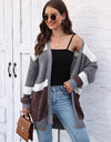 Color Block Open Front Cardigan