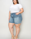 Judy Blue Full Size High Waist Raw Hem Denim Shorts