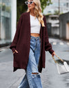 Open Front Dropped Shoulder Longline Cardigan