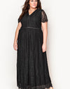 V-Neck Short Sleeve Lace Maxi Dress