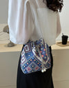 Printed Chain Bucket Bag