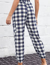 Plaid Elastic High Waist Cargo Pants