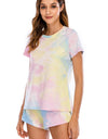 Tie-Dye Round Neck Short Sleeve Top and Shorts Lounge Set