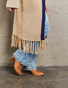 Geometric Fringe Hem Open Front Duster Cardigan