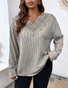 Plus Size Lace Detail Long Sleeve T-Shirt