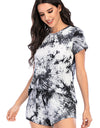 Tie-Dye Round Neck Short Sleeve Top and Shorts Lounge Set