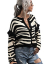 Woven Right Striped Button-Down Round Neck Drop Shoulder Cardigan