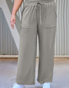 Plus Size Drawstring Straight Pants with Pockets