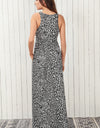 Leopard Round Neck Sleeveless Maxi Dress