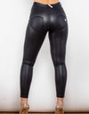 Matte PU Leather Buttoned Long Pants