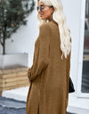 Side Slit Open Front Knit Longline Cardigan