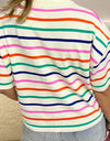 Striped Round Neck Half Sleeve Knit Top