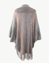 Multicolored Fringe Trim Poncho