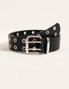 Double Row Star Grommet PU Leather Belt