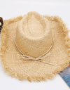 Raw Hem Wide Brim Raffia Hat