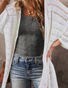 Openwork Open Front Long Sleeve Cardigan