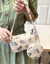 Butterfly Print Shoulder Bag with Purse