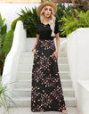 Printed Round Neck Short Sleeve Maxi Dress