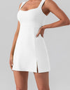 Square Neck Sleeveless Slit Mini Active Dress