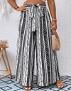 Plus Size Striped Tied Wide Leg Pants