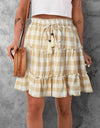 Plaid Tassel Tie Frill Trim Skirt