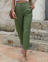 Straight Leg Cropped Pants with Pockets