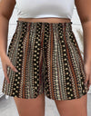 Plus Size Printed High Waist Shorts